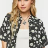 Daisy Print Cropped Shirt