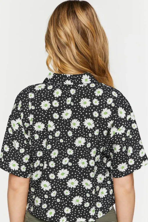 Daisy Print Cropped Shirt