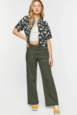 Daisy Print Cropped Shirt
