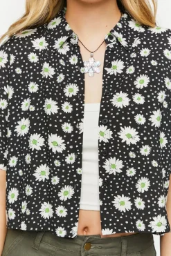 Daisy Print Cropped Shirt