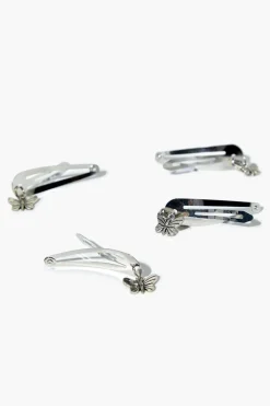 Dangling Butterfly Snap Hair Clip Set