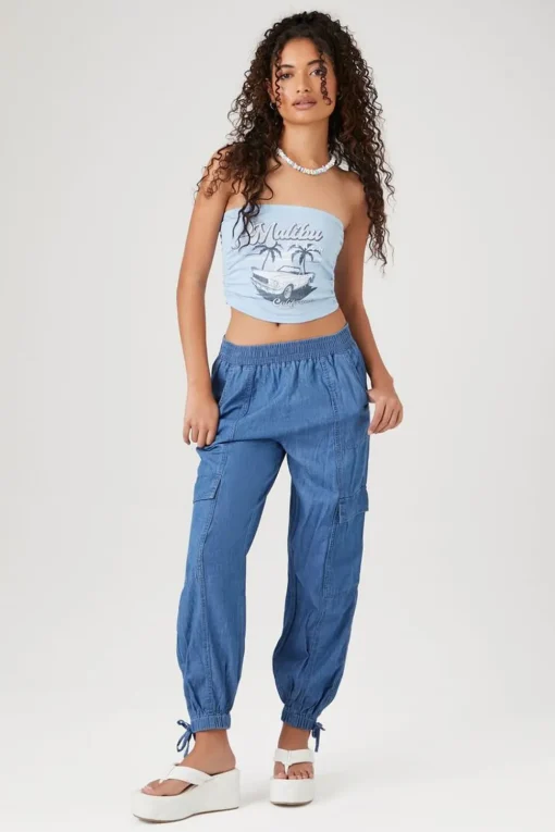 Denim Cargo Joggers