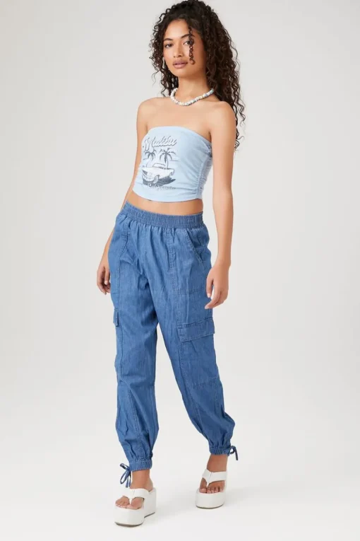 Denim Cargo Joggers