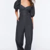 Denim Cutout Wide-Leg Jumpsuit