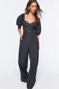 Denim Cutout Wide-Leg Jumpsuit