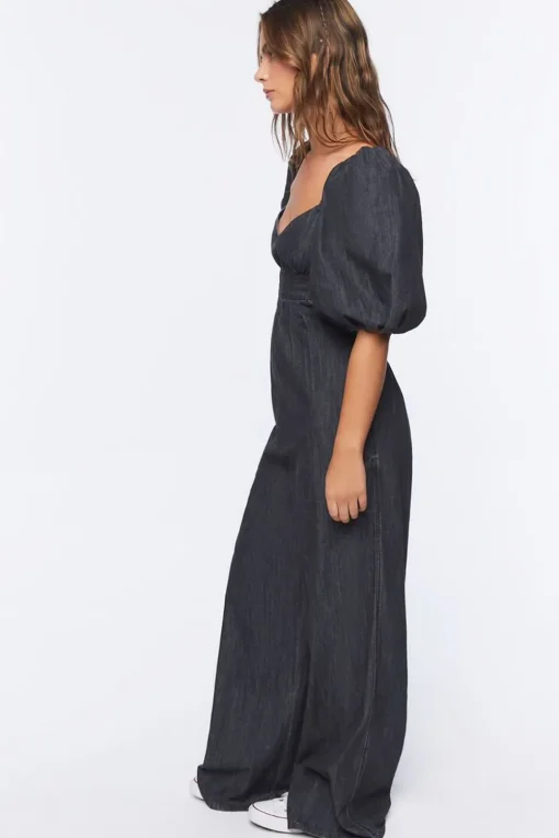 Denim Cutout Wide-Leg Jumpsuit