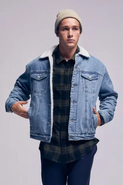 Denim Faux Shearling Jacket