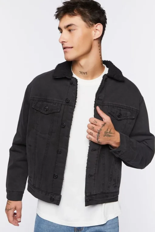 Denim Faux Shearling Jacket