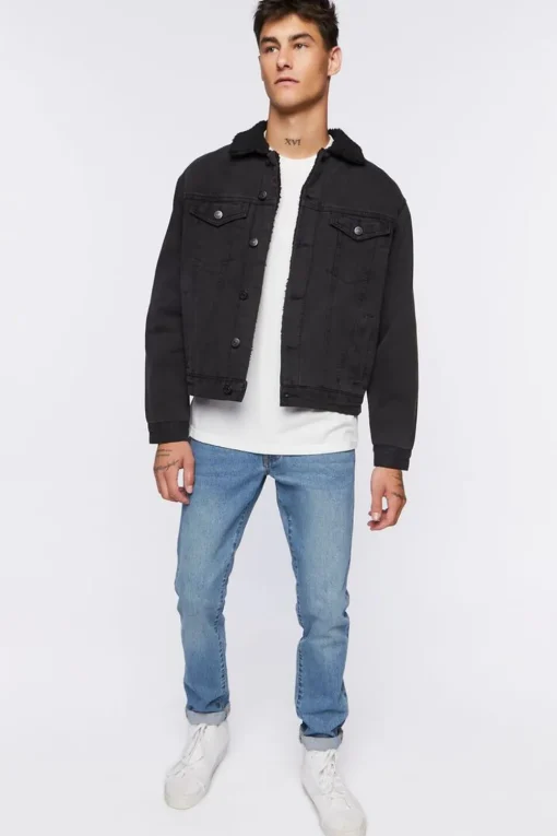 Denim Faux Shearling Jacket