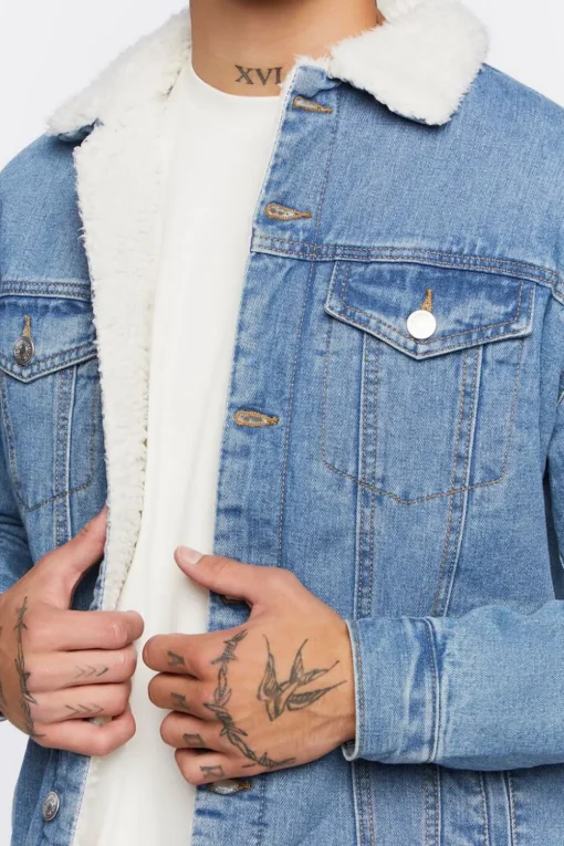 Denim Faux Shearling Jacket