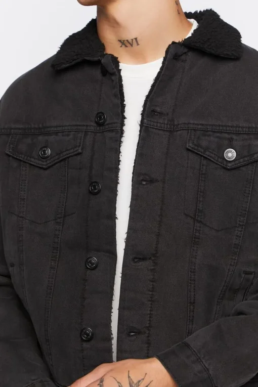 Denim Faux Shearling Jacket