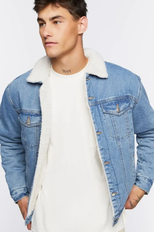 Denim Faux Shearling Jacket