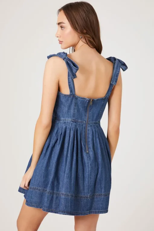 Denim Fit & Flare Mini Dress