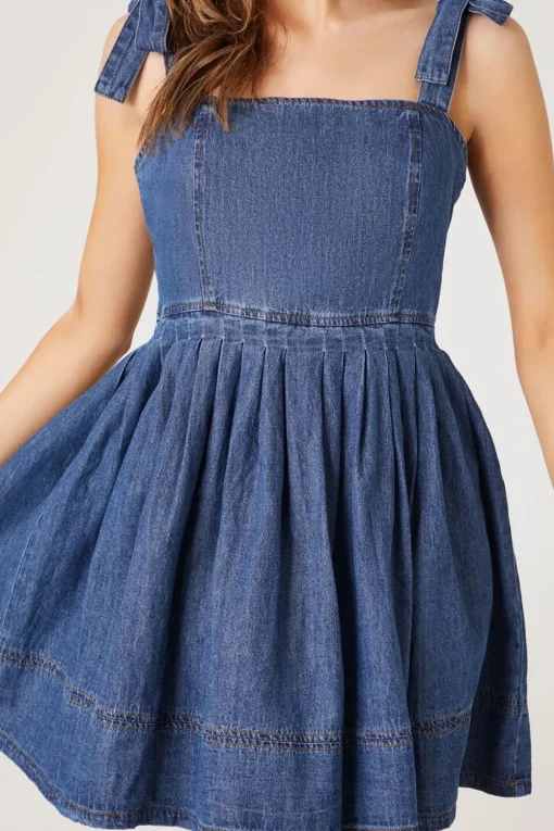 Denim Fit & Flare Mini Dress