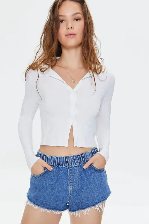 Denim Frayed Shorts