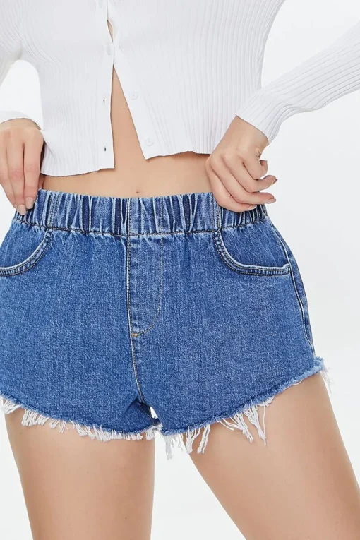 Denim Frayed Shorts