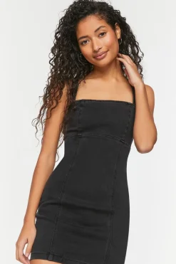 Denim Lace-Up Mini Dress