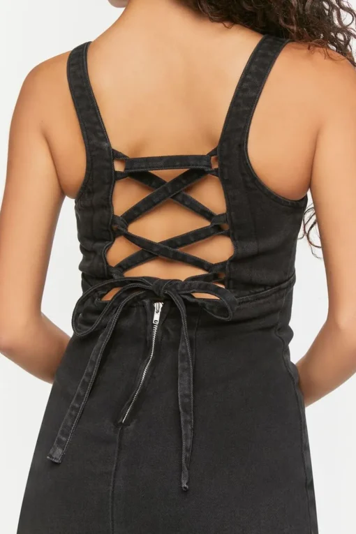 Denim Lace-Up Mini Dress