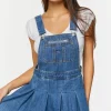 Denim Pleated Overall Dress