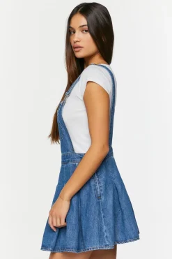 Denim Pleated Overall Dress