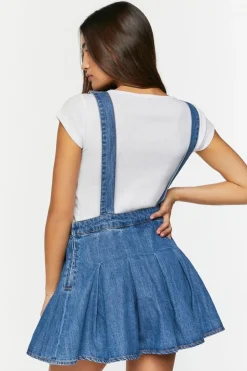 Denim Pleated Overall Dress