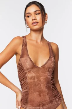 Denim Print Bodysuit