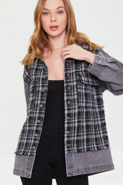 Denim Tweed Button-Front Jacket