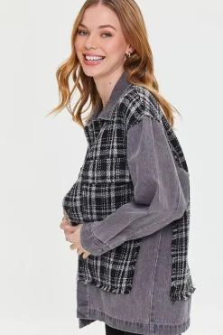 Denim Tweed Button-Front Jacket
