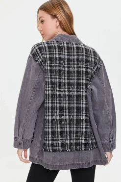 Denim Tweed Button-Front Jacket