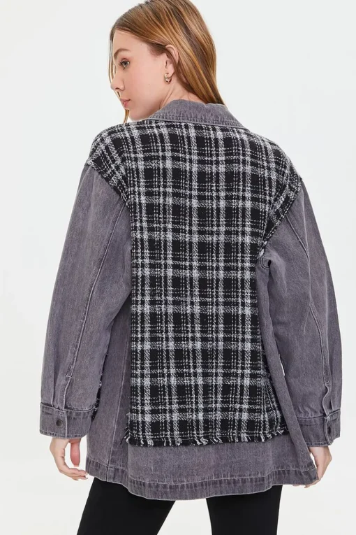 Denim Tweed Button-Front Jacket
