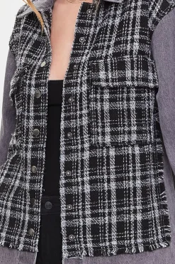 Denim Tweed Button-Front Jacket