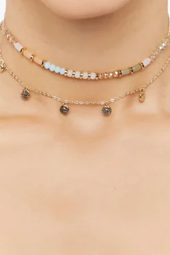 Disc Charm Beaded Necklace Set