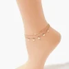 Disc Charm Chain Anklet Set