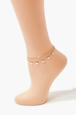 Disc Charm Chain Anklet Set