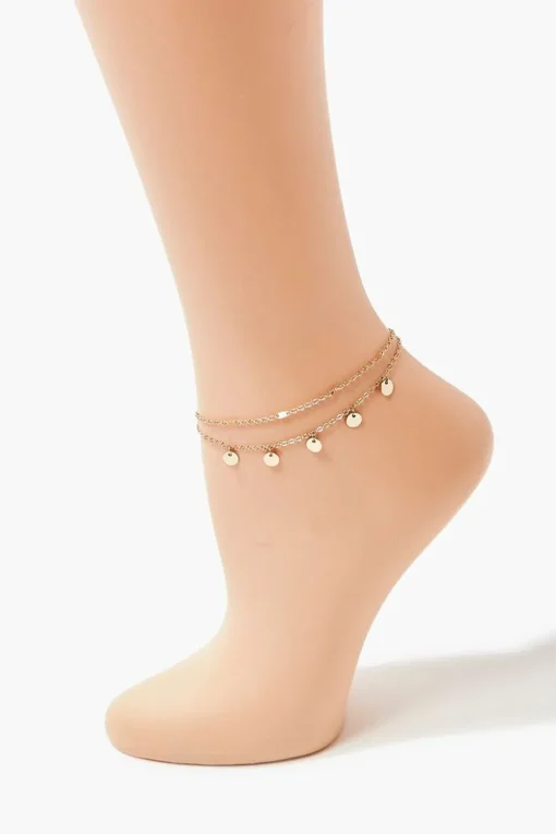 Disc Charm Chain Anklet Set