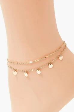 Disc Charm Chain Anklet Set
