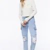 Distressed Denim Cargo Joggers