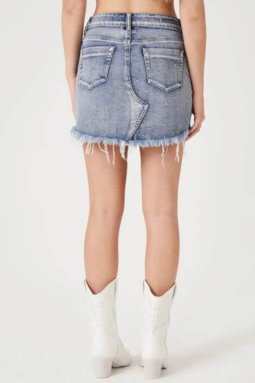 Distressed Denim Mini Skirt