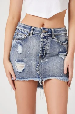Distressed Denim Mini Skirt