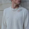 Distressed Drop-Sleeve Sweater