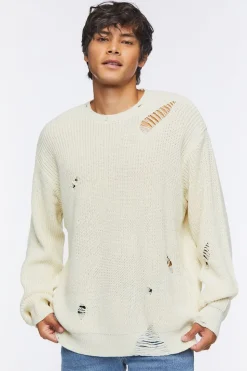 Distressed Drop-Sleeve Sweater