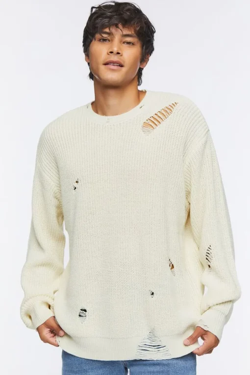 Distressed Drop-Sleeve Sweater