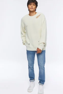 Distressed Drop-Sleeve Sweater