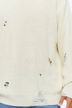 Distressed Drop-Sleeve Sweater