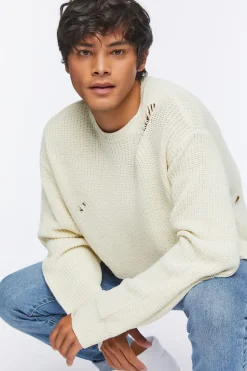 Distressed Drop-Sleeve Sweater