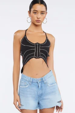 Distressed Frayed Denim Shorts