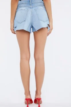 Distressed Frayed Denim Shorts