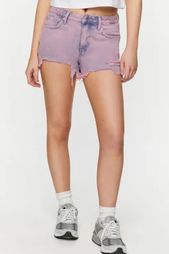 Distressed High-Rise Denim Shorts