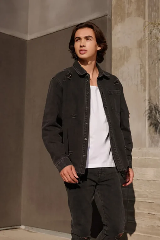 Distressed Long-Sleeve Shirt