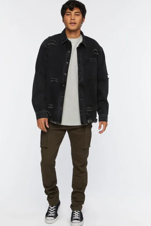 Distressed Long-Sleeve Shirt